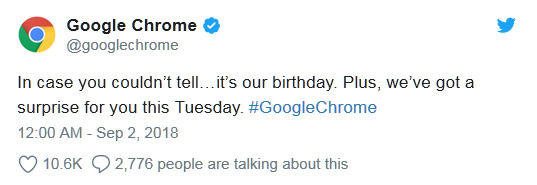 Google Chrome將迎來(lái)10周年紀(jì)念日，明日將放送驚喜